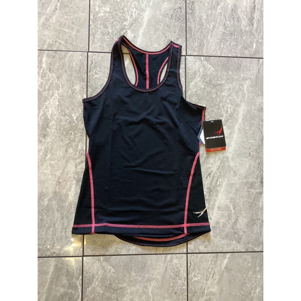 Endeavor Tank Top Womens XS Black Pink Racerback Athletic Gym Workout Shirt